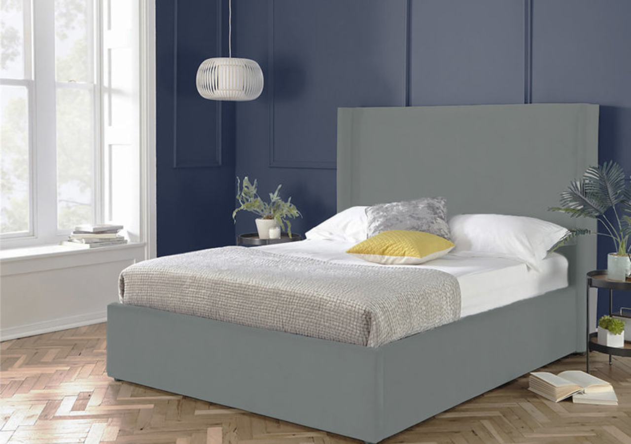 Plain Wing Line Ottoman Upholstered Storage Bed - Lifestyle Setting | Britain Sleep