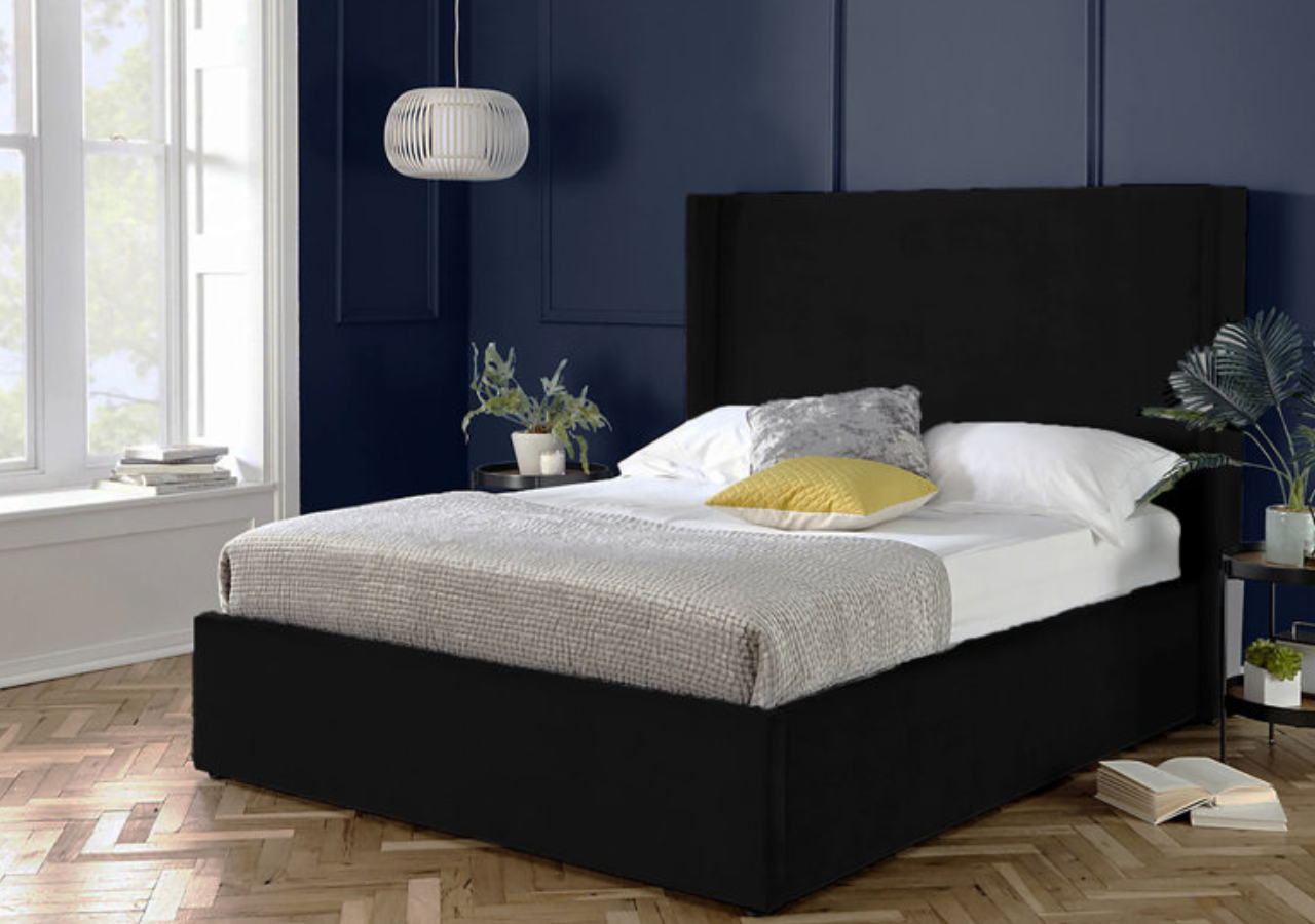 Plain Wing Upholstered Ottoman Bed Britainsleep