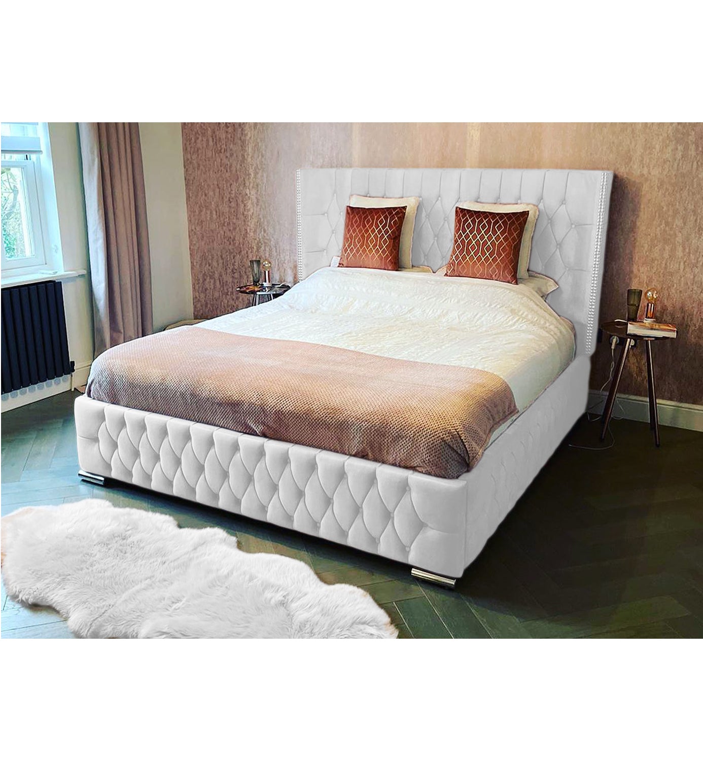 Frankfurt Studded Double Winged Upholstered Bed Britainsleep