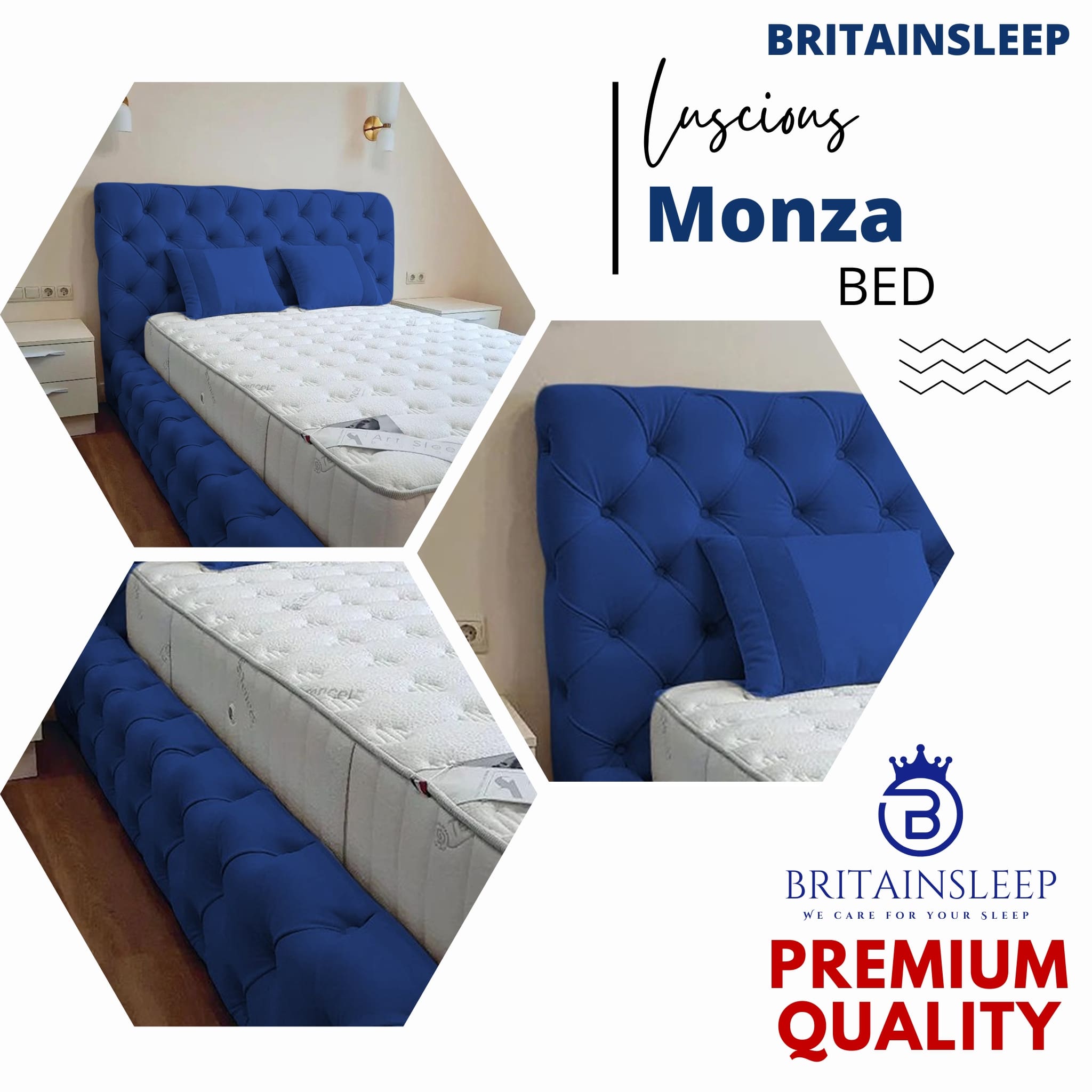 Luxury 50'' Monza Windermere Bespoke Ottoman Upholstered Storage Bed - Fabric Close-Up | Britain Sleep