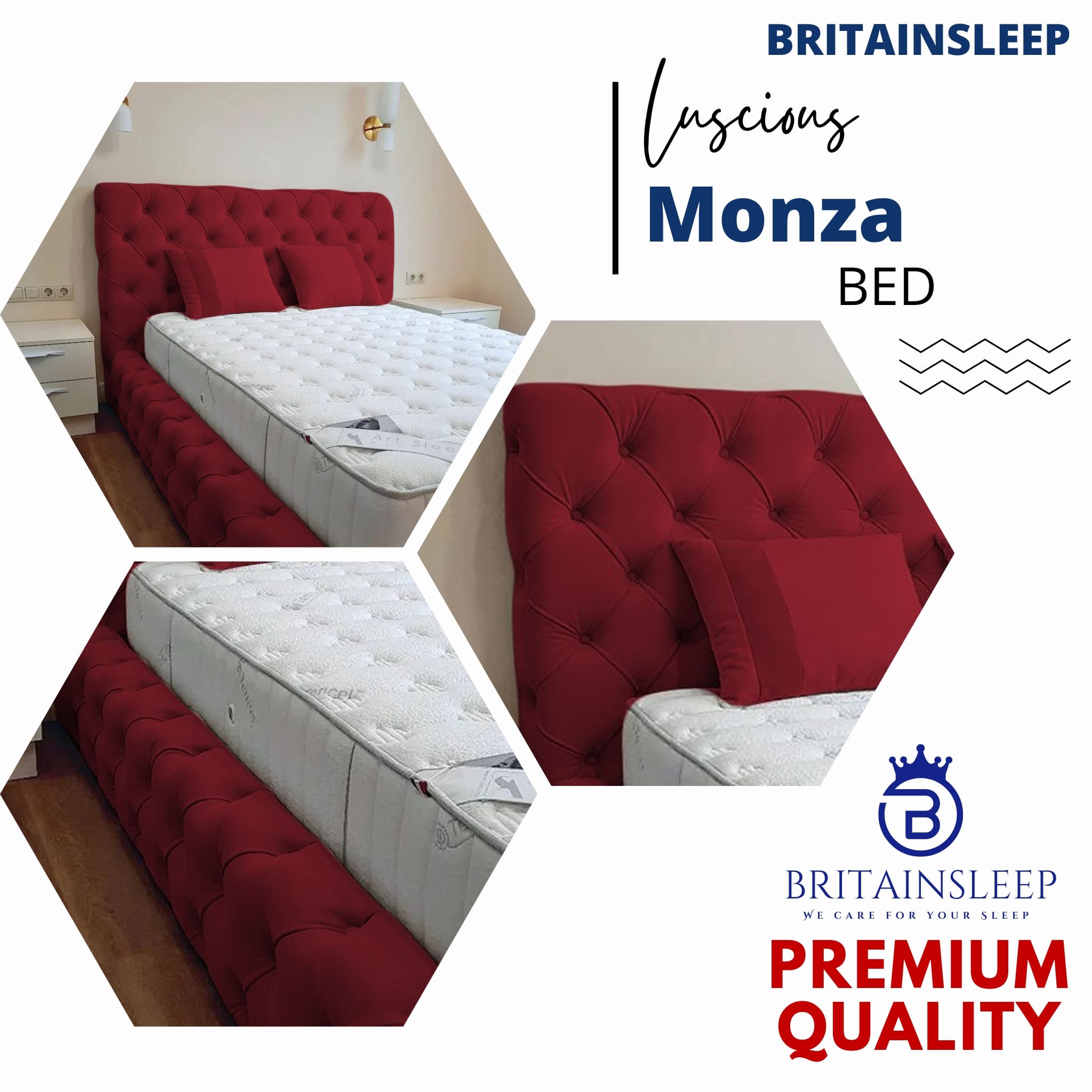 Luxury 50'' Monza Windermere Bespoke Ottoman Upholstered Storage Bed - View 21 | Britain Sleep