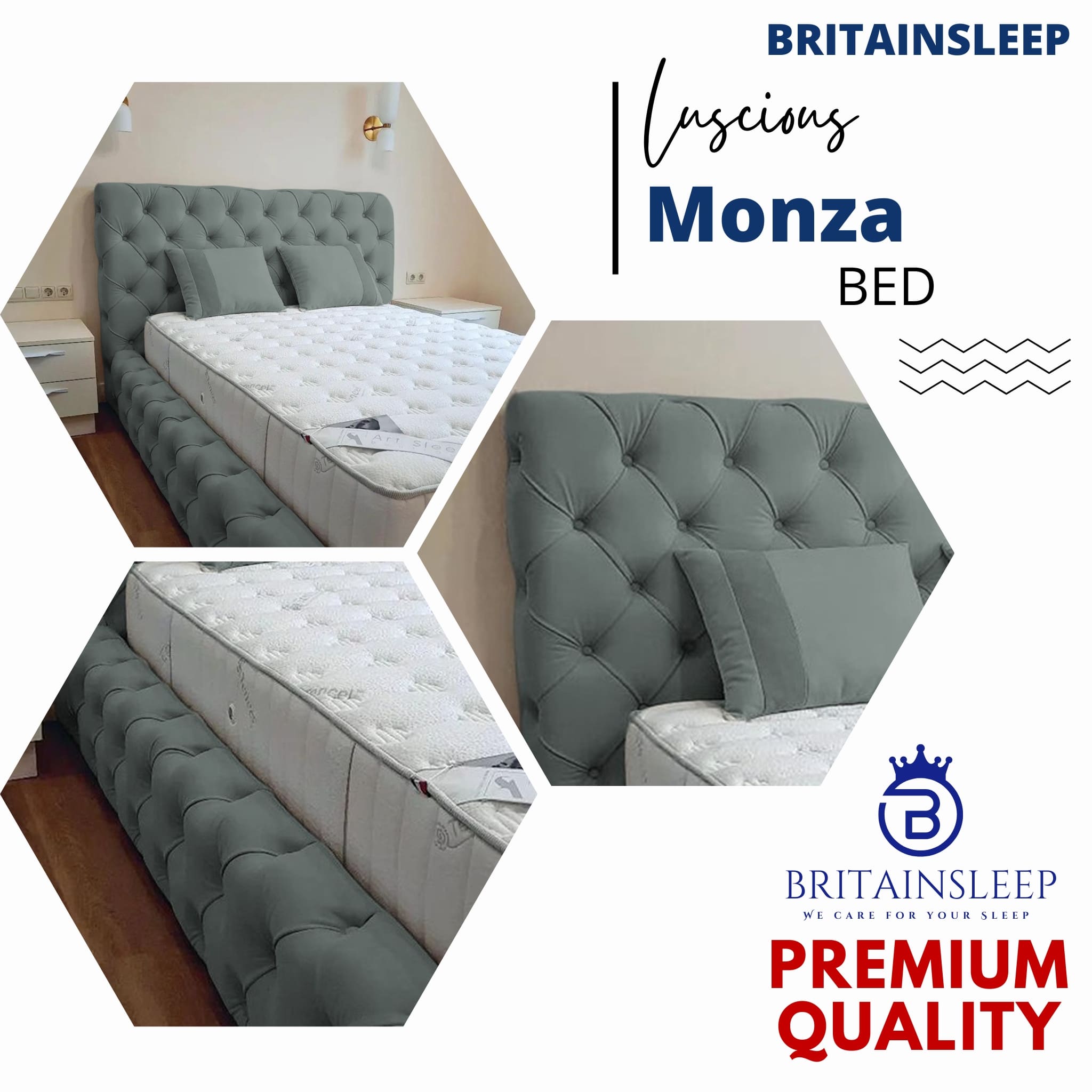 Luxury 50'' Monza Upholstered Ottoman Storage Bed Frame | Double | Single | Small Double | KingSize | Super King Size Bed Britainsleep