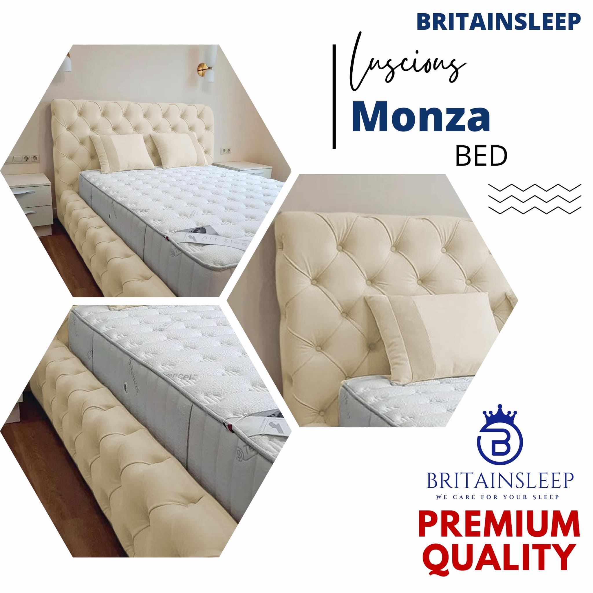 Luxury 50'' Monza Upholstered Ottoman Storage Bed Frame | Double | Single | Small Double | KingSize | Super King Size Bed Britainsleep