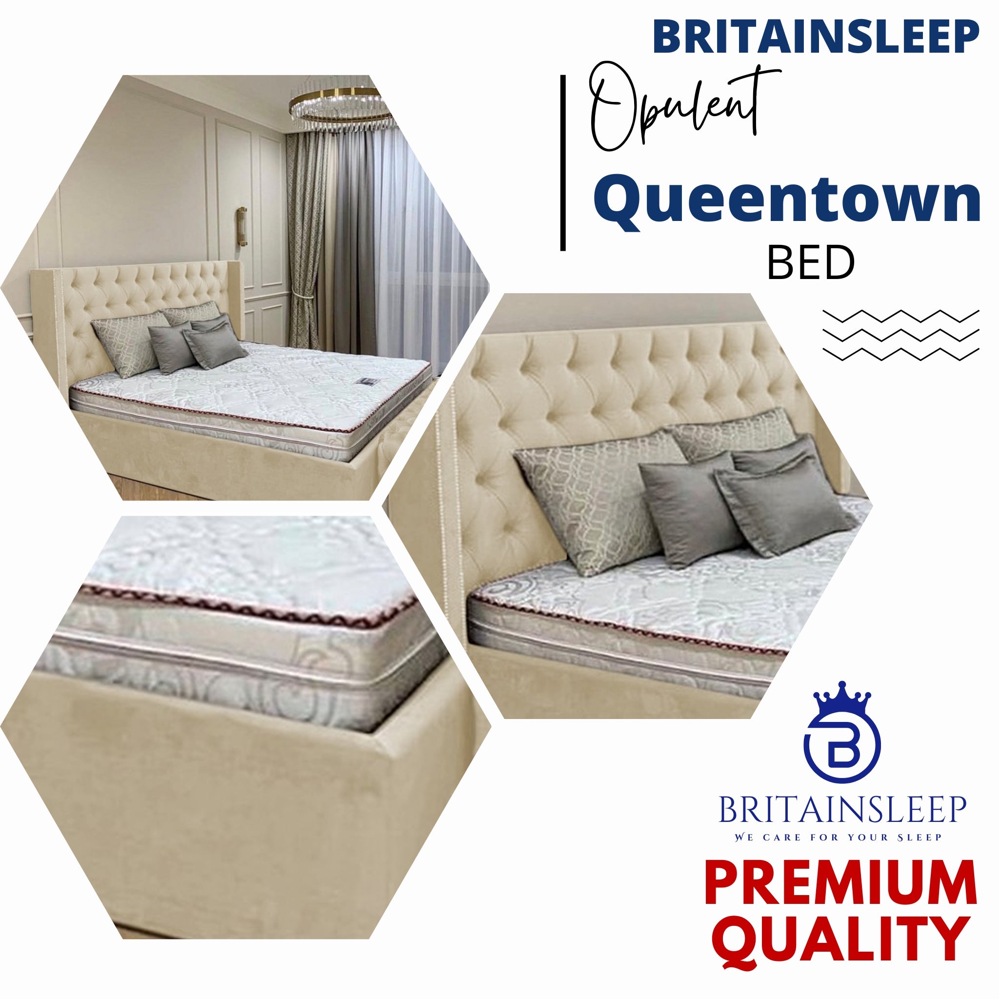 Queen Town Double Studded Wing Ottoman Storage Bed Frame - View 24 | Britain Sleep
