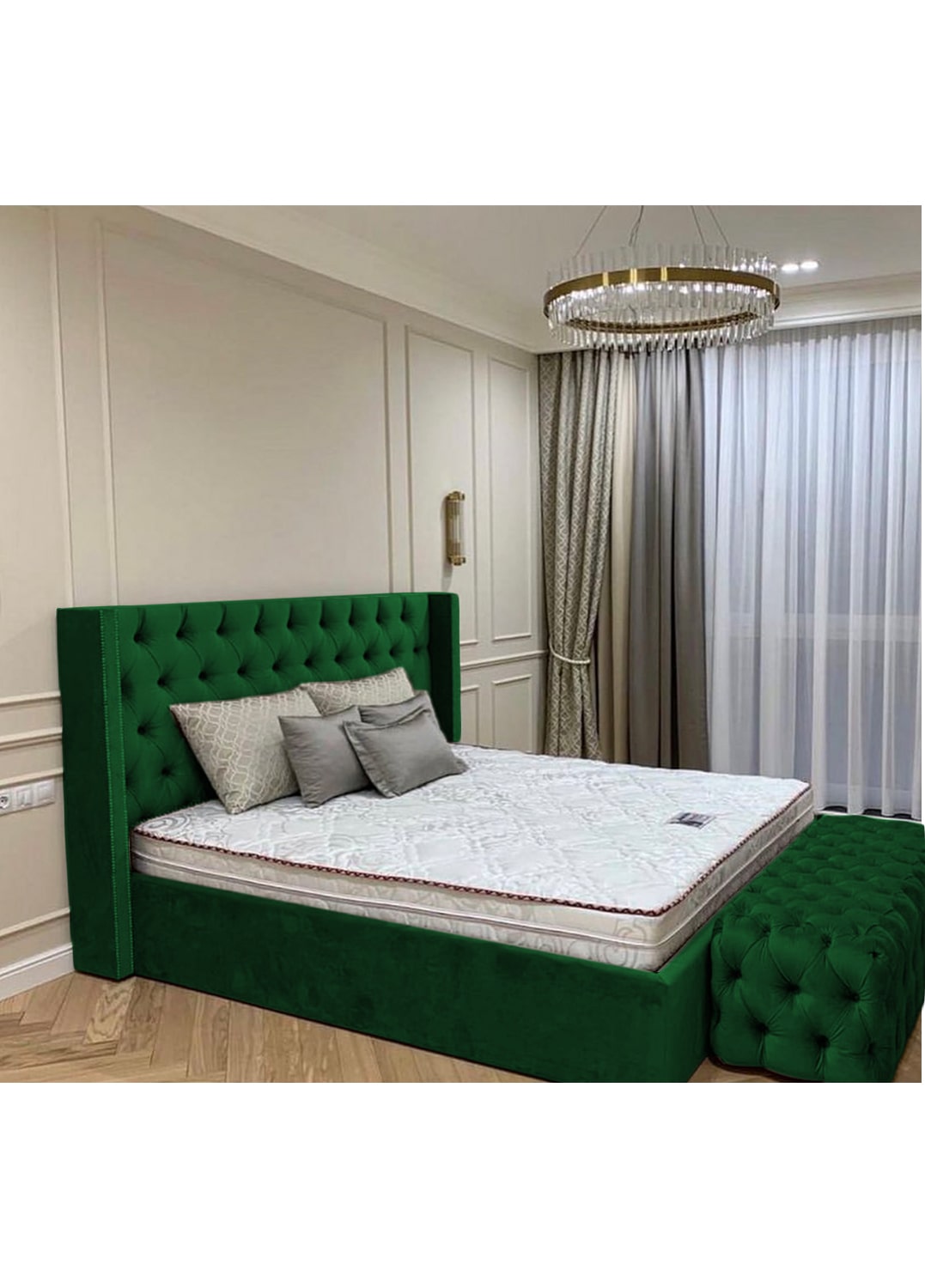 Queen Town Double Studded 50'' Wing Ottoman Storage Bed Frame | Double | Single | Small Double | KingSize | Super King Size Bed Britainsleep