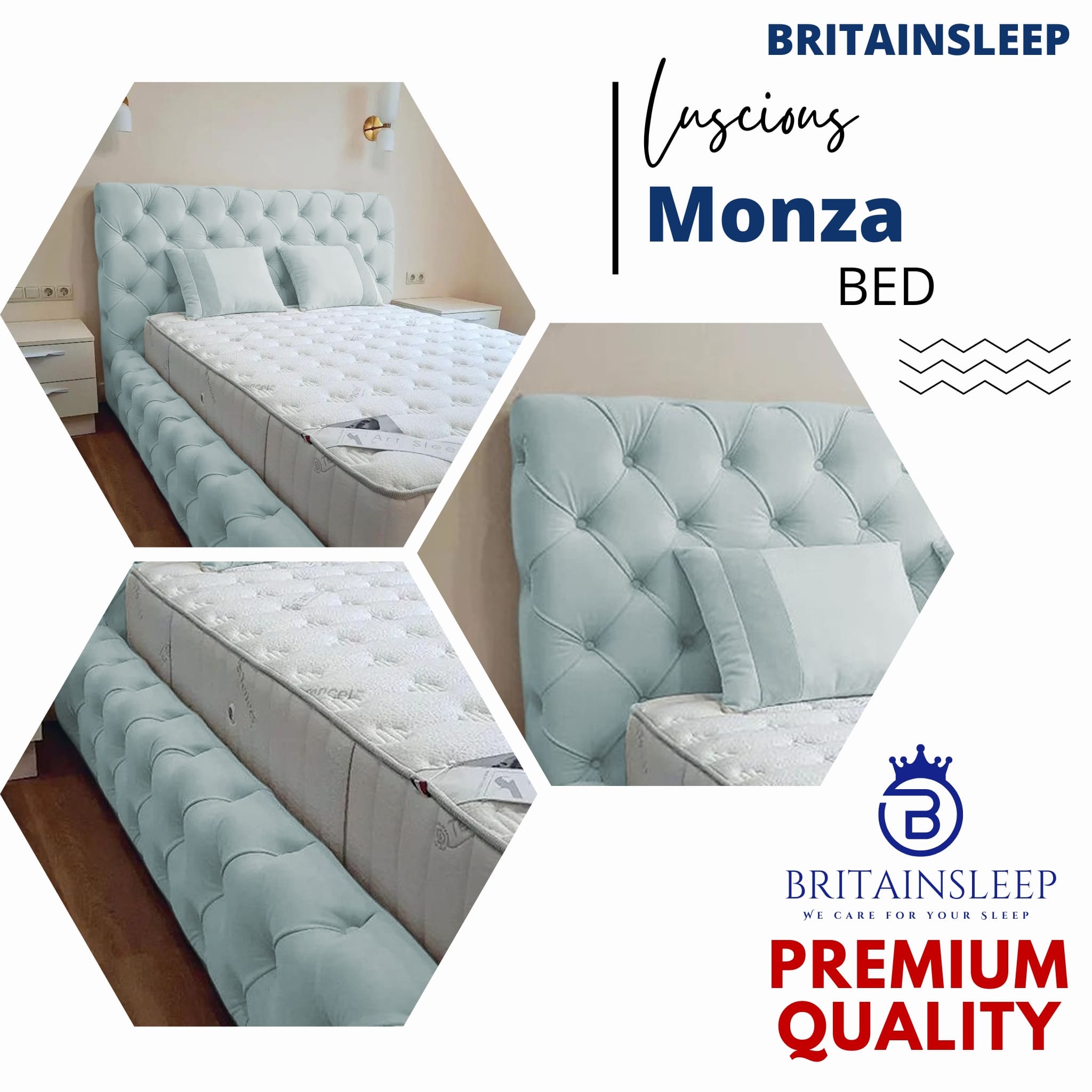 Luxury 50'' Monza Windermere Bespoke Ottoman Upholstered Storage Bed - View 27 | Britain Sleep