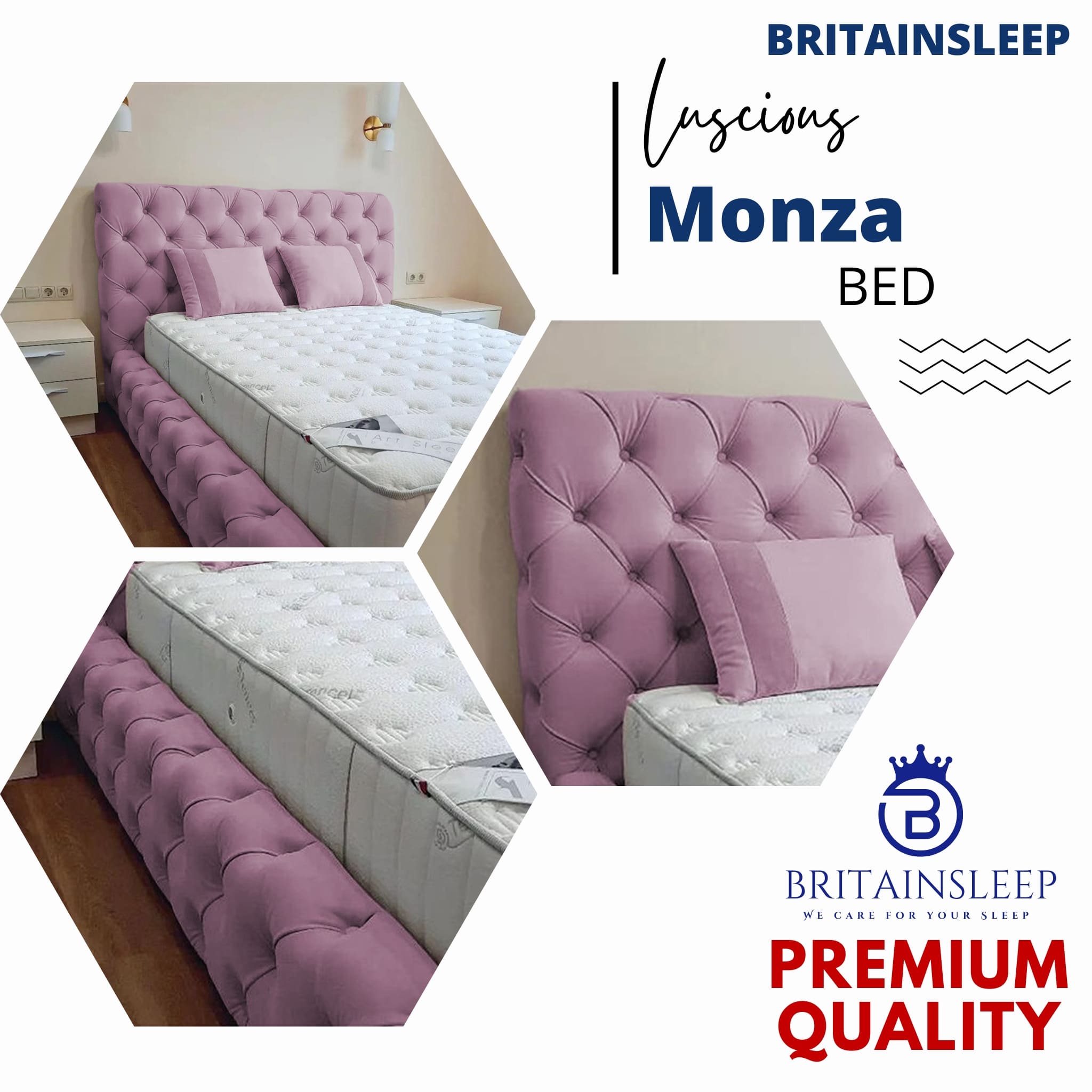 Luxury 50'' Monza Windermere Bespoke Ottoman Upholstered Storage Bed - View 22 | Britain Sleep