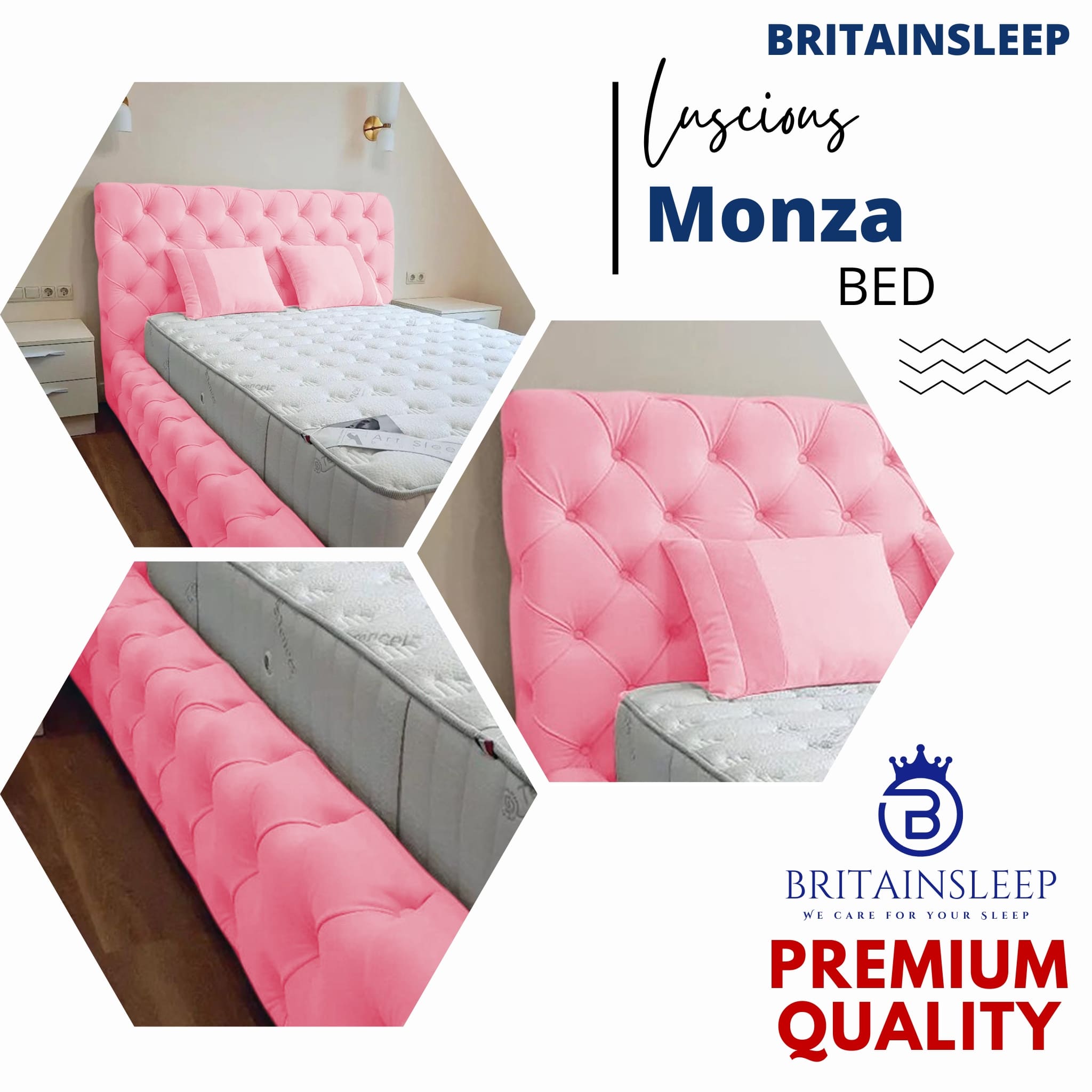 Luxury 50'' Monza Windermere Bespoke Ottoman Upholstered Storage Bed - View 17 | Britain Sleep