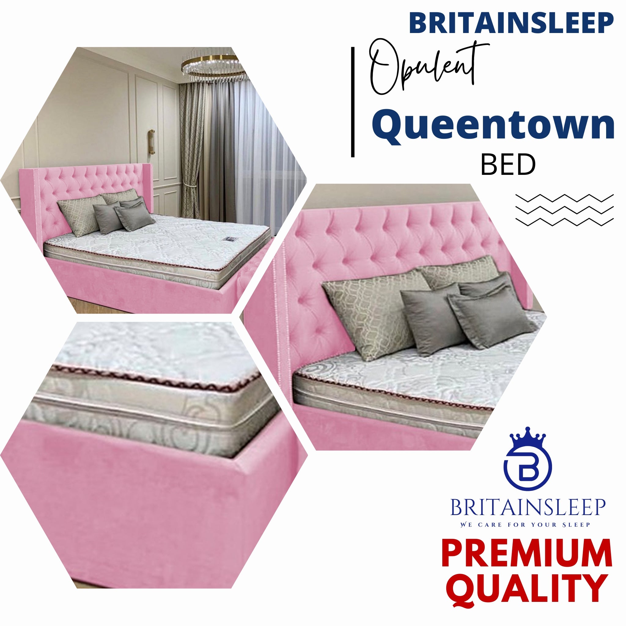 Queen Town Double Studded Wing Ottoman Storage Bed Frame - View 16 | Britain Sleep
