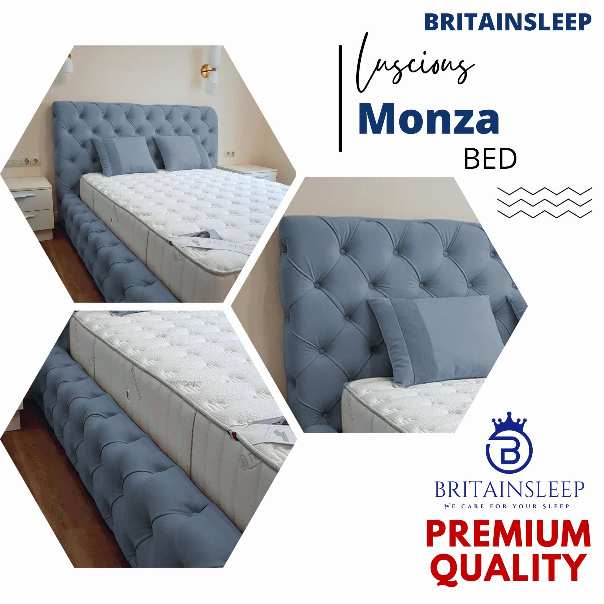 Luxury 50'' Monza Windermere Bespoke Ottoman Upholstered Storage Bed - Additional View 4 | Britain Sleep