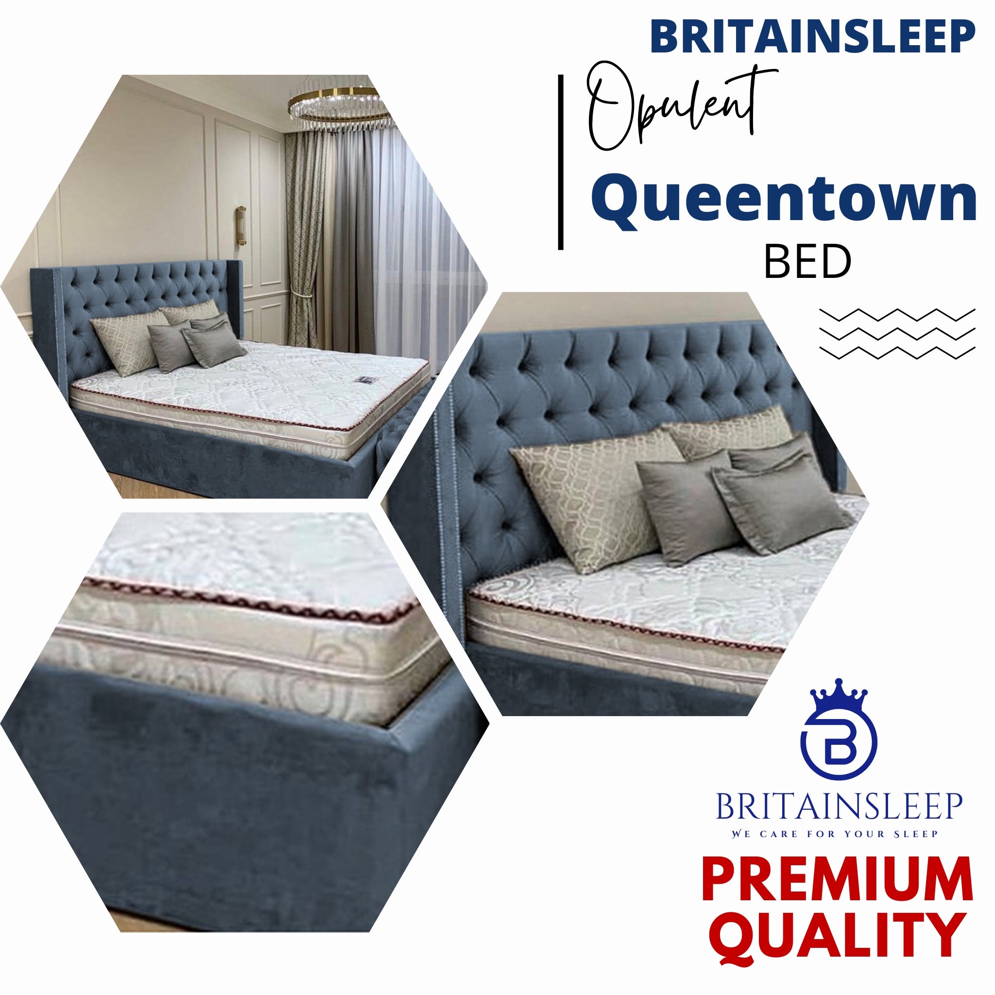 Queen Town Double Studded Wing Ottoman Storage Bed Frame - Additional View 3 | Britain Sleep