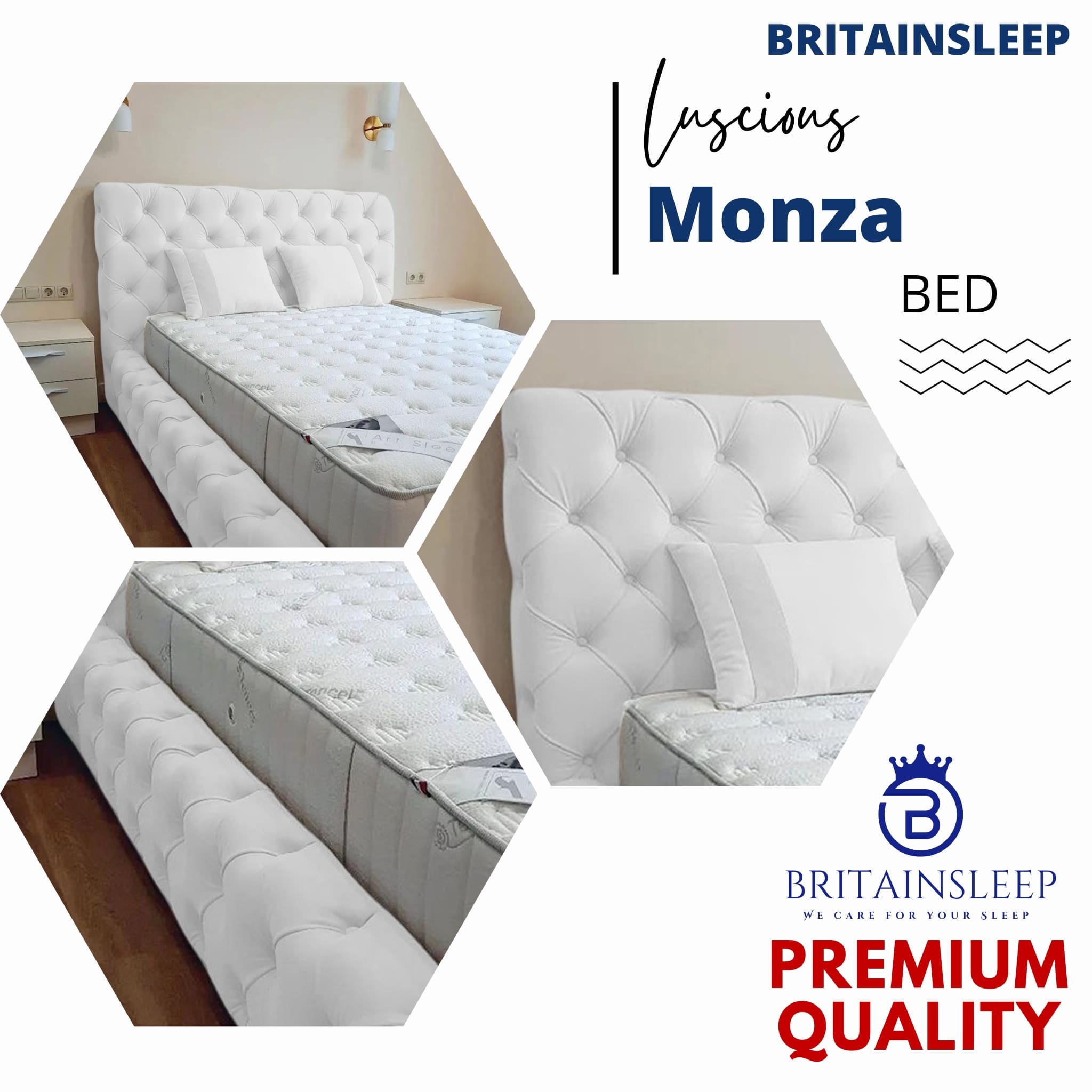 Luxury 50'' Monza Upholstered Ottoman Storage Bed Frame | Double | Single | Small Double | KingSize | Super King Size Bed Britainsleep