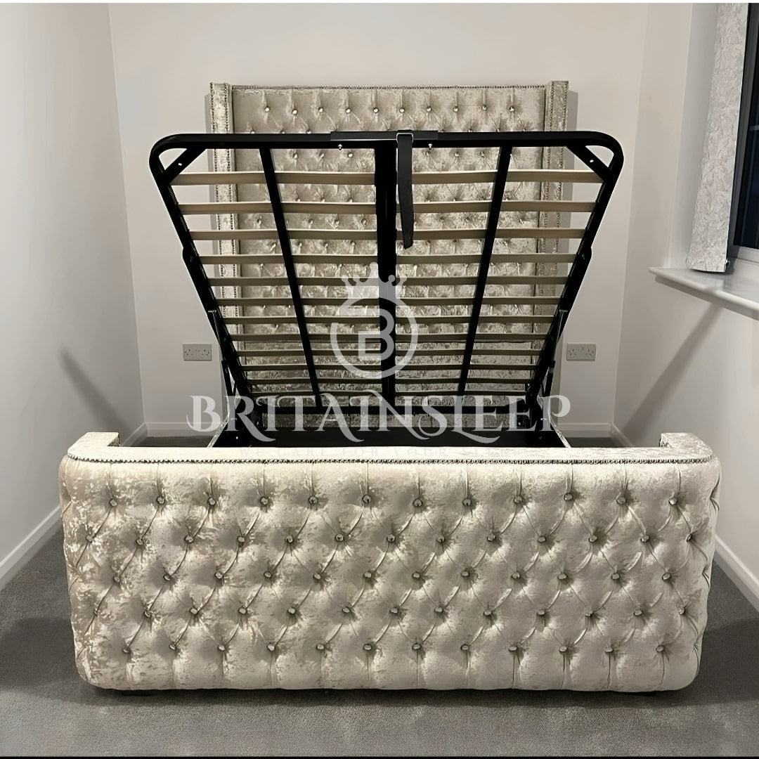 Britainsleep 54'' Windermere Upholstered Ottoman Storage Bed Frame | Double | Single | Small Double | KingSize | Super King Size Bed Britainsleep