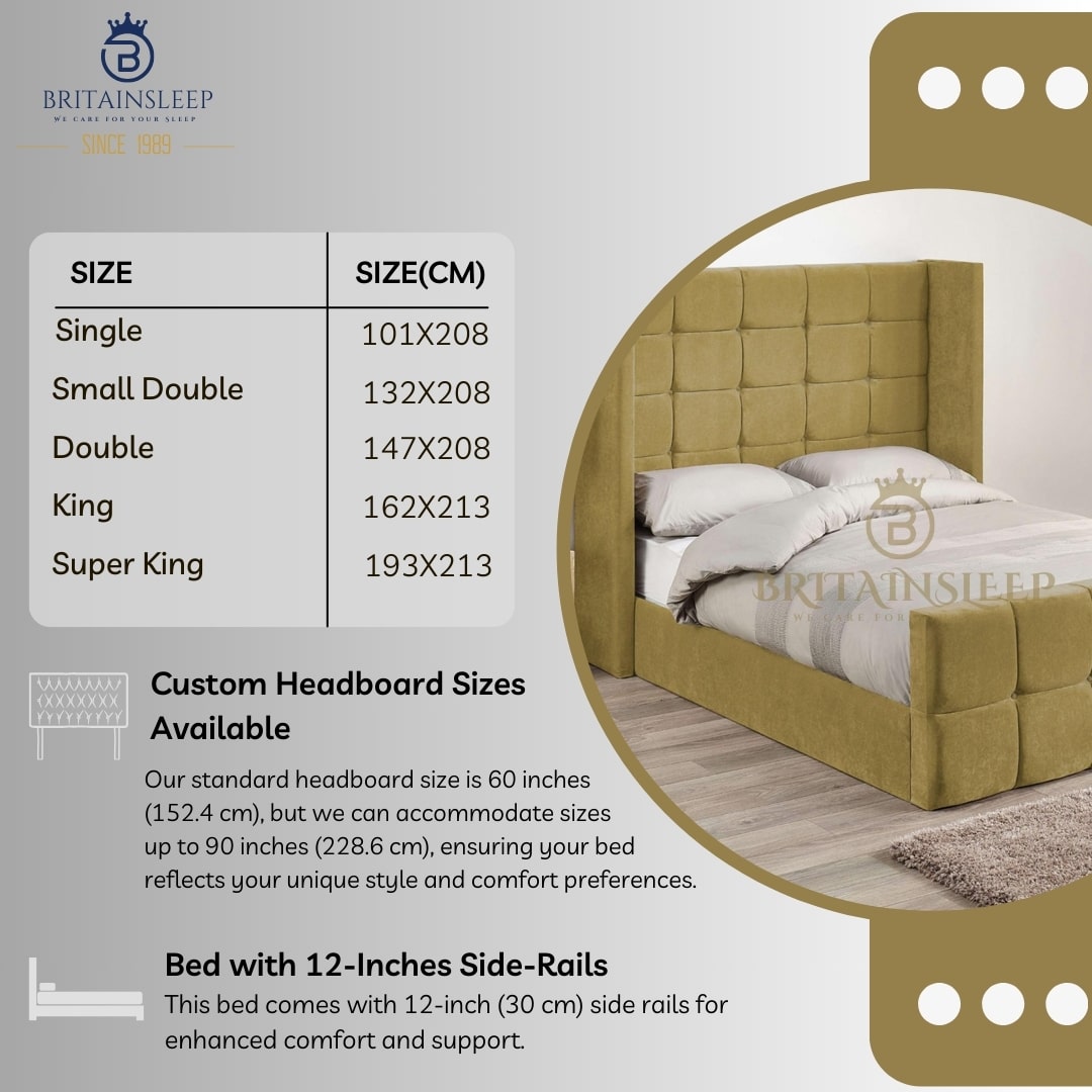 ACAMAR Winged Upholstered Bed Frame Britainsleep