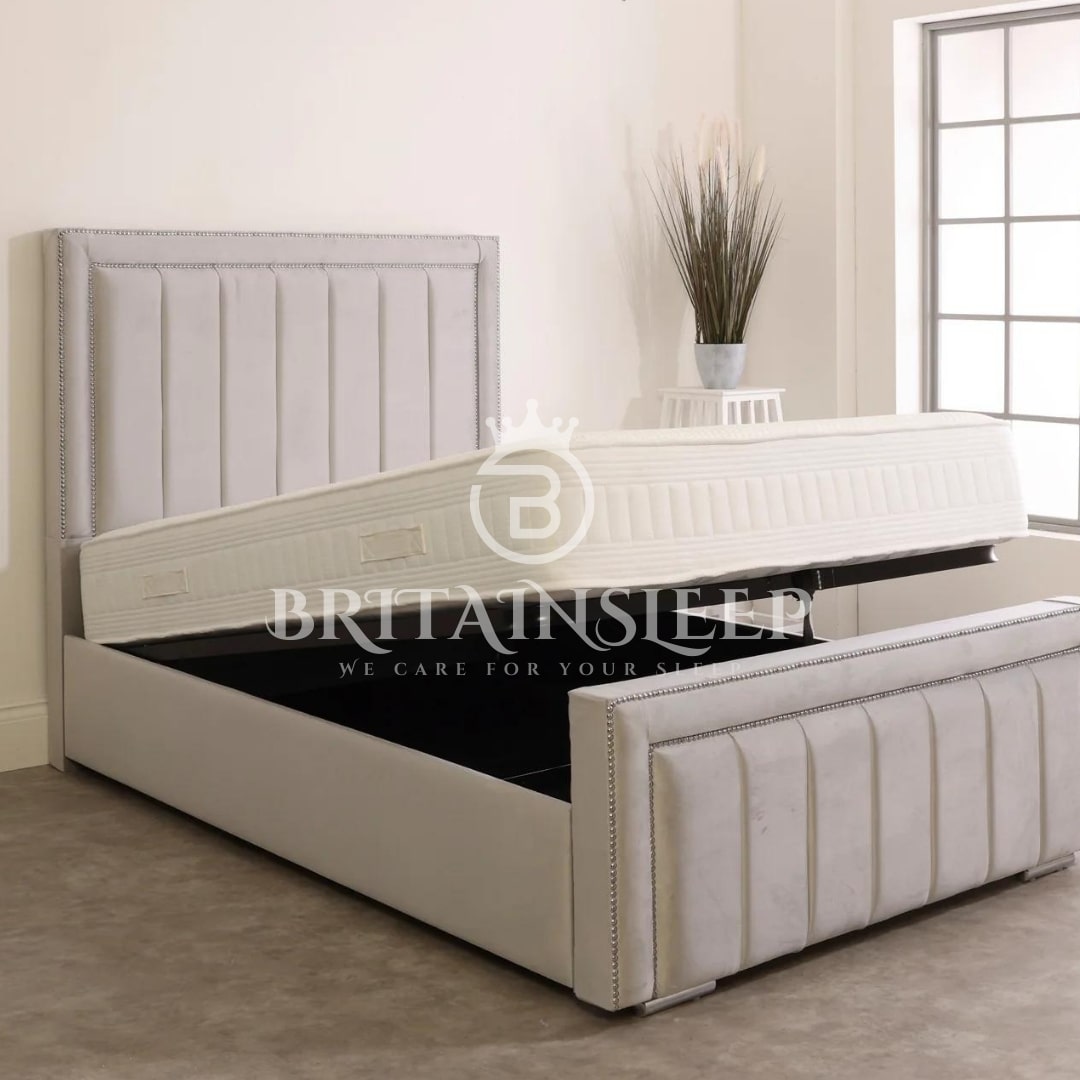 Britainsleep Alton Upholstered Ottoman Storage Bed Frame | Double | Single | Small Double | KingSize | Super King Size Bed Britainsleep