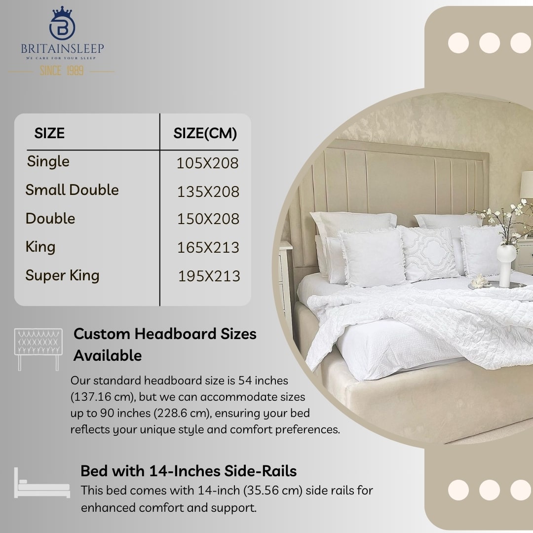 Special 14'' Sides Ashley Upholstered Ottoman Storage Bed Frame | Double | Single | Small Double | KingSize | Super King Size Bed Britainsleep