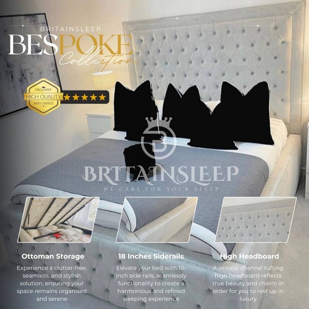 18” Sides Isabella Upholstered Bed Britainsleep