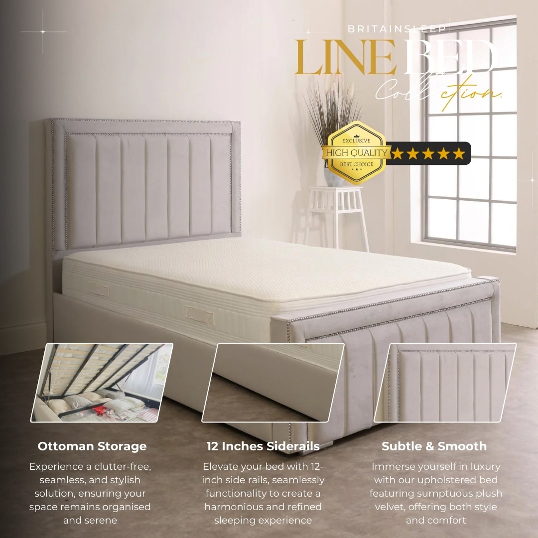 Britainsleep Alton Upholstered Ottoman Storage Bed Frame | Double | Single | Small Double | KingSize | Super King Size Bed Britainsleep