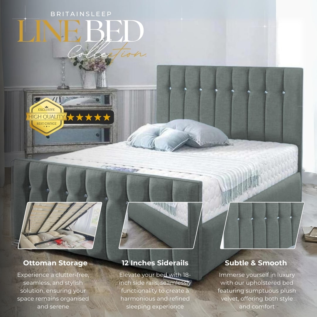 Queen Style Upholstered Bed Frame with Ottoman Britainsleep