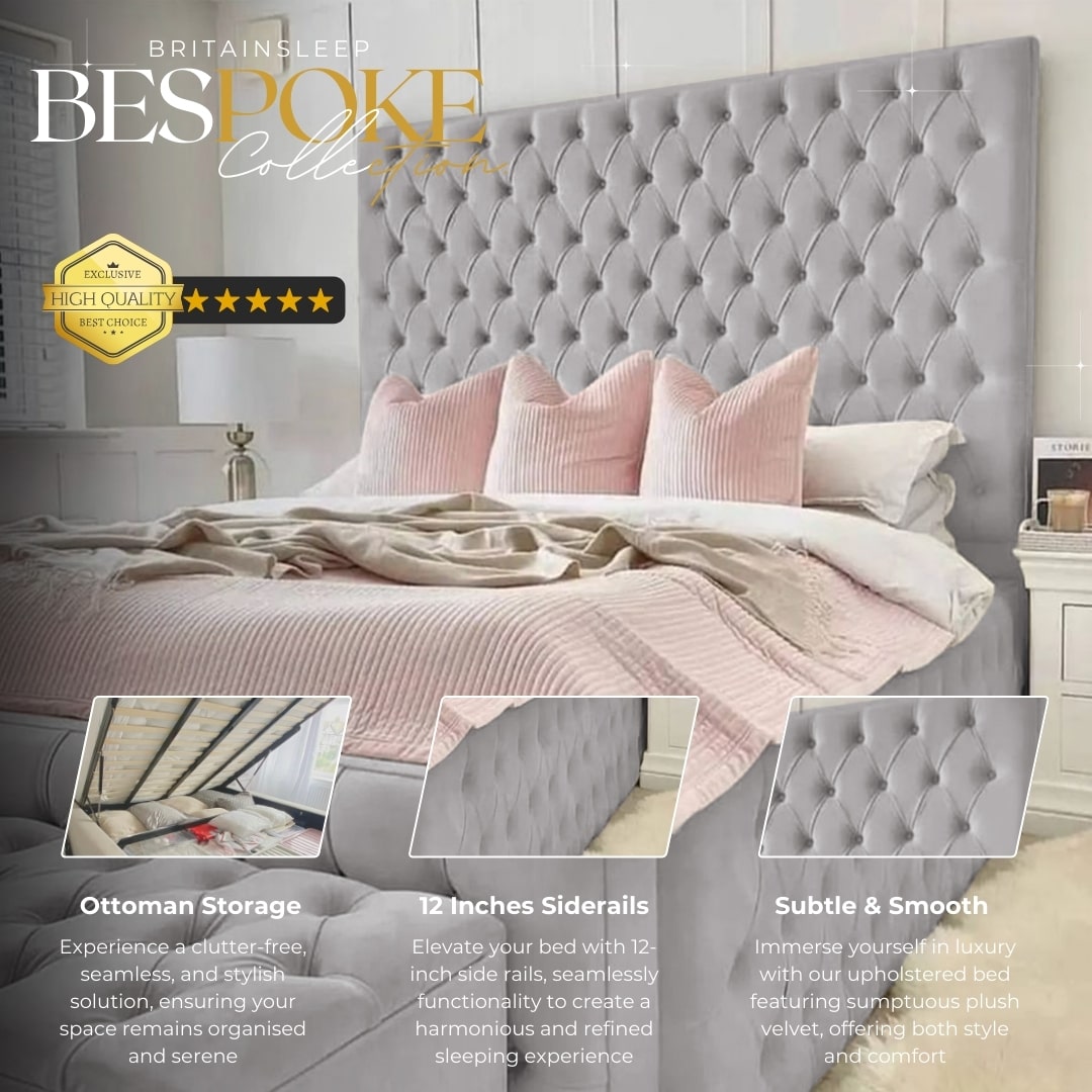 Luxury 18'' Sides Corsa Upholstered Ottoman Storage Bed Britainsleep
