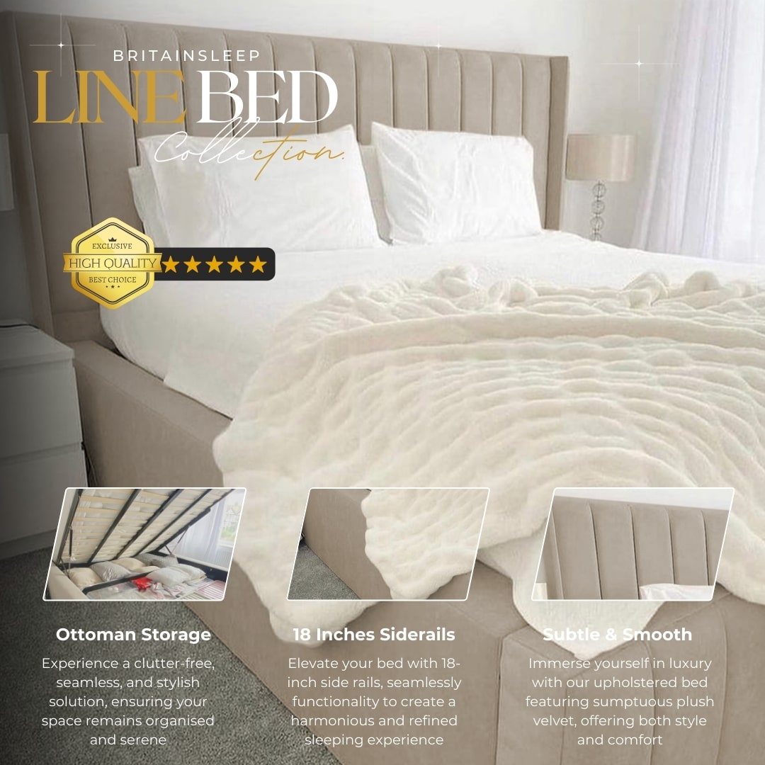 Luxury 18'' Sides Ivy Wing Ottoman Storage Bed Frame | Double | KingSize | Super King Size Bed Britainsleep