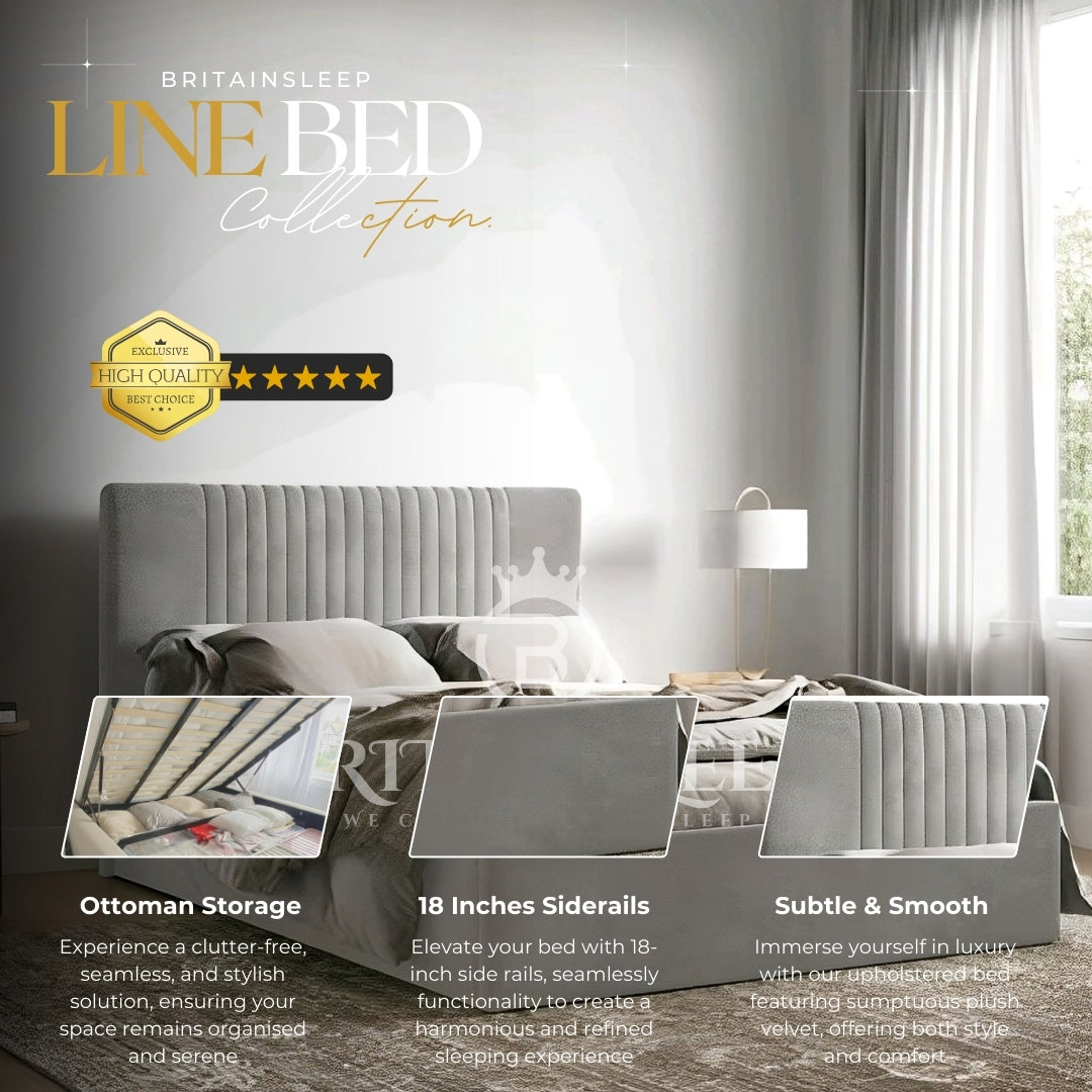 Malmo Storage 50'' Upholstered Bed Frame/| Double | Single | KingSize | Super King Size| Queen Bed Britainsleep