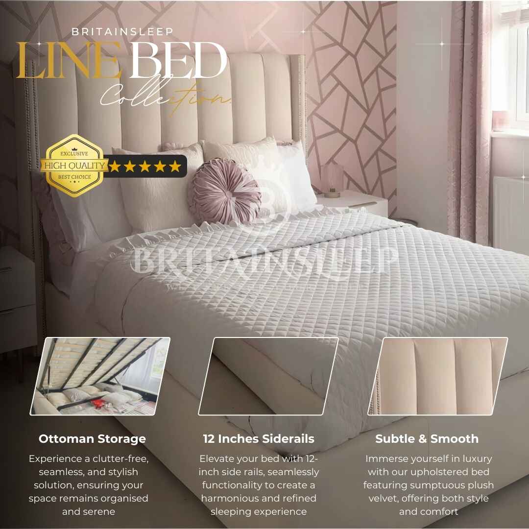 Hera Studded Winged Upholstered Bed Britainsleep