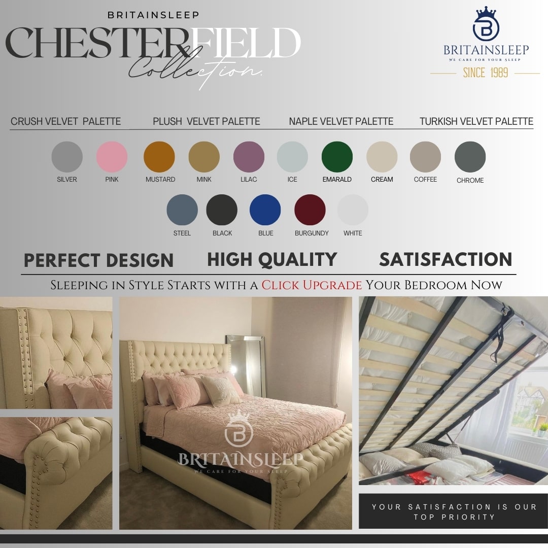 Bumperbar Plush Velvet Upholstered Bed Frame with Ottoman Storage Options Britainsleep