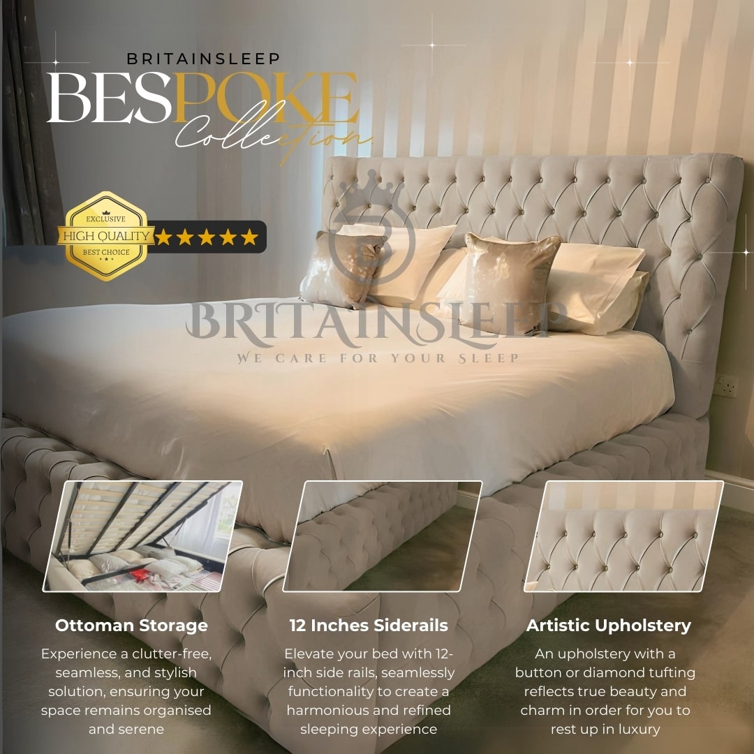 Special Clarissa Upholstered Bed Frame/Storage Option Britainsleep