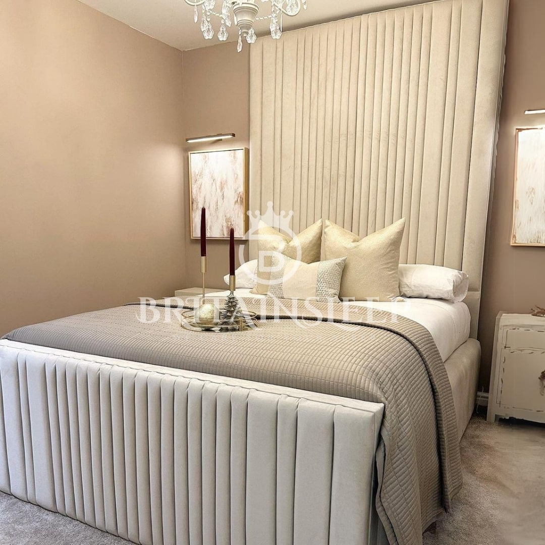 Crazway Luxury Upholstered Line Bed Frame Britainsleep
