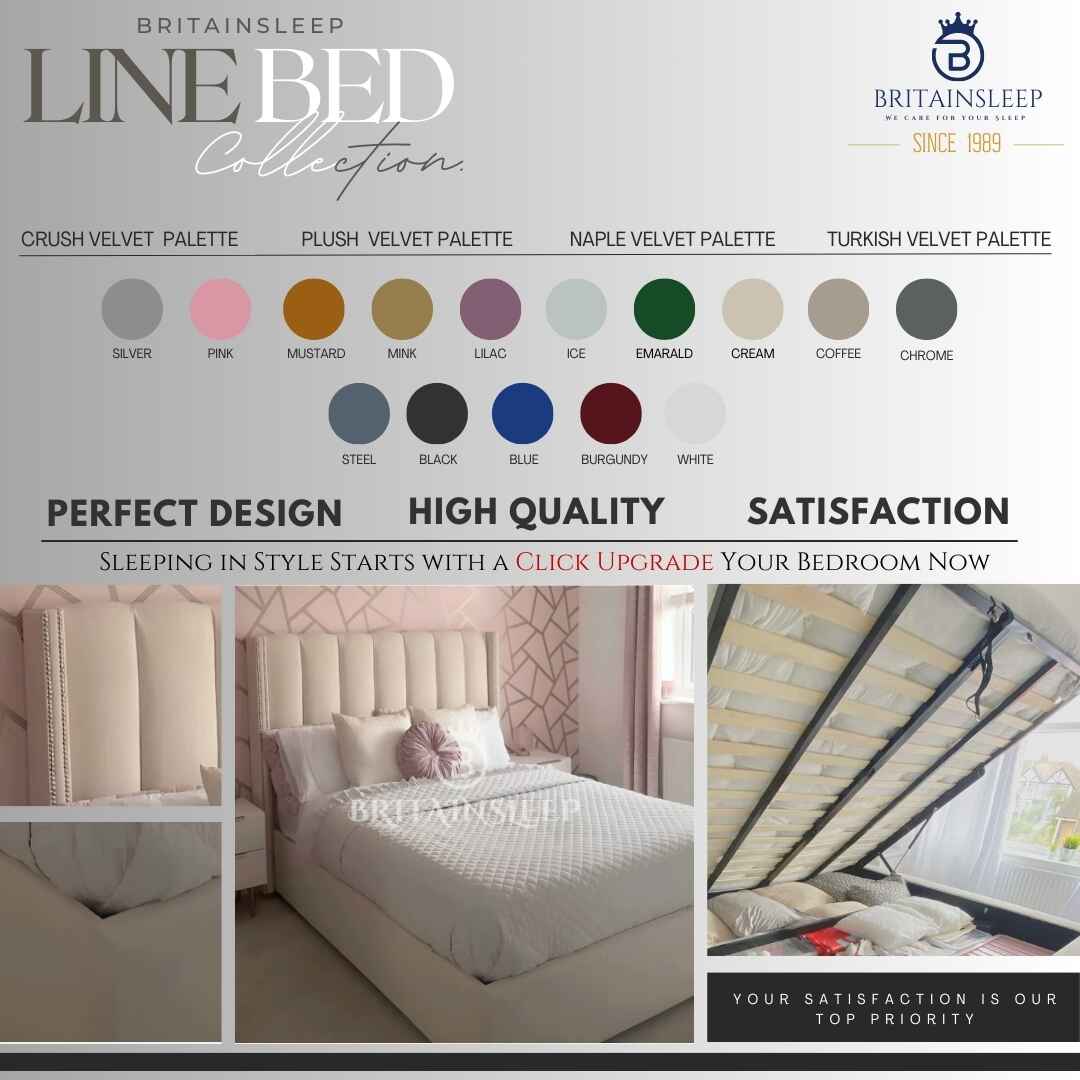 Hera Studded Winged Upholstered Bed Britainsleep