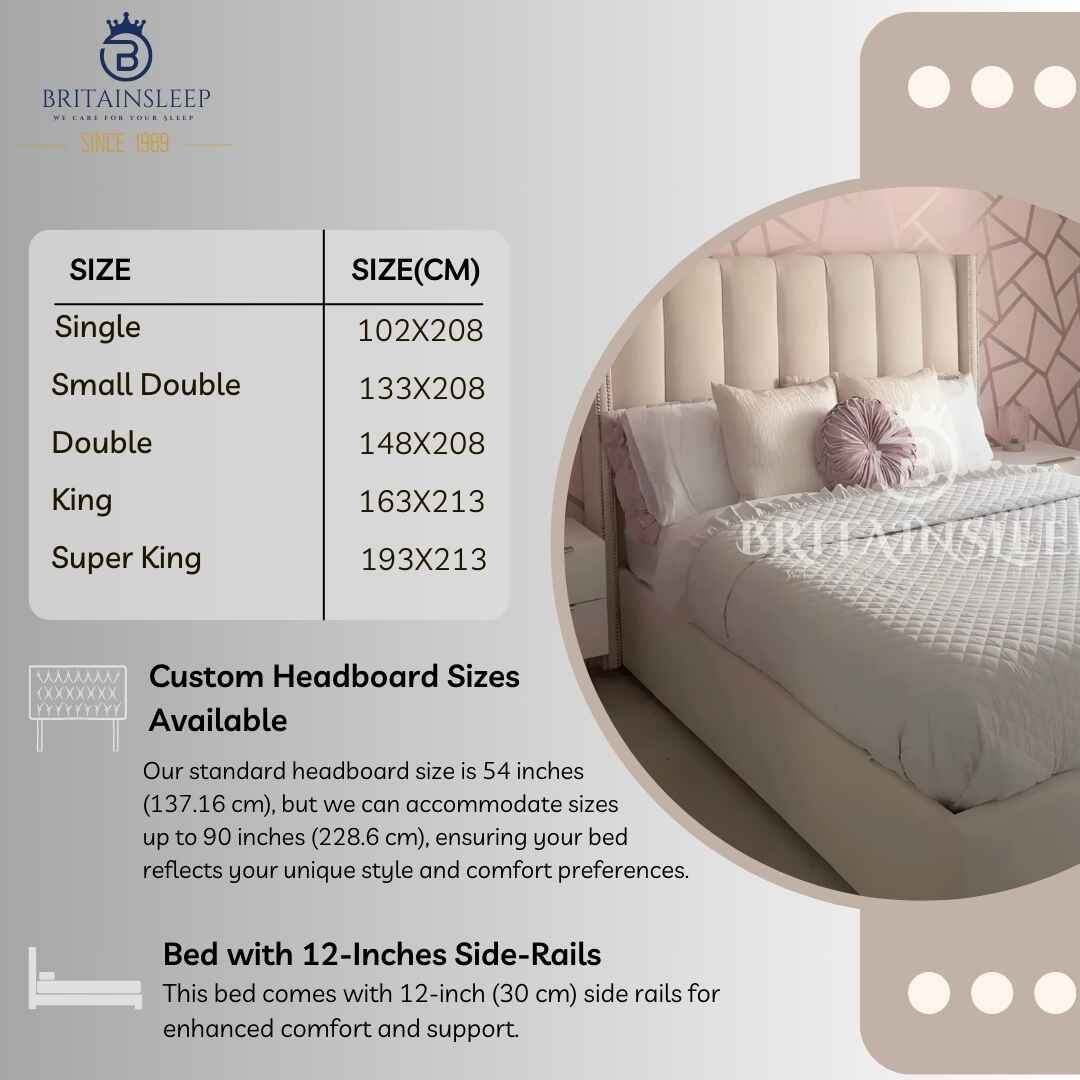 Hera Studded Winged Upholstered Bed Britainsleep