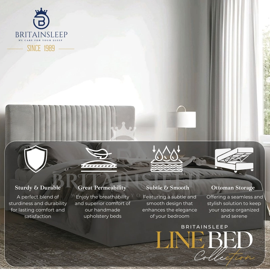 Malmo Storage 50'' Upholstered Bed Frame/| Double | Single | KingSize | Super King Size| Queen Bed Britainsleep