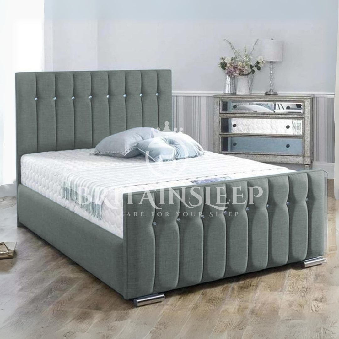 Queen Style Upholstered Bed Frame with Ottoman Britainsleep