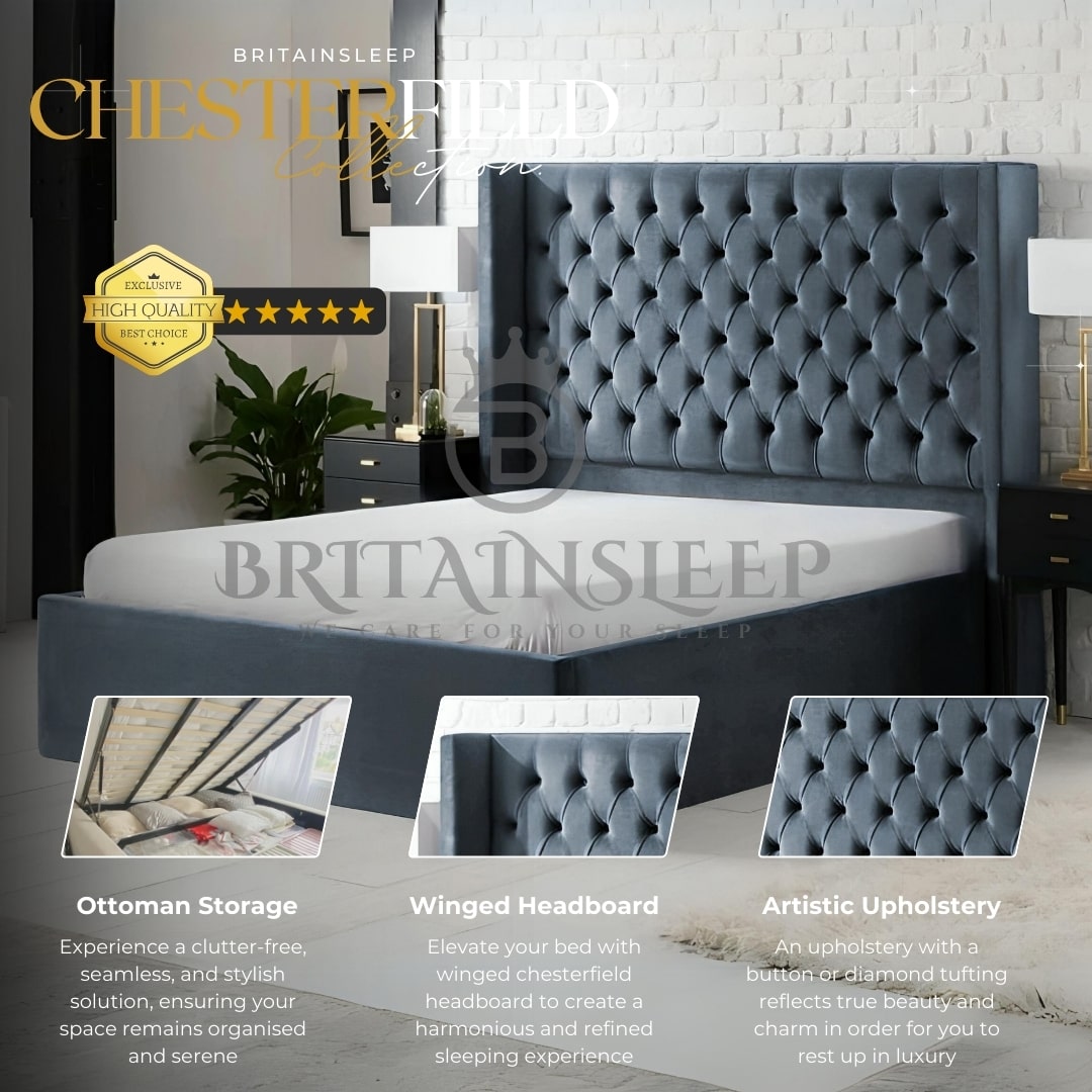 Sapporo Winged Upholstered Bed Frame Britainsleep