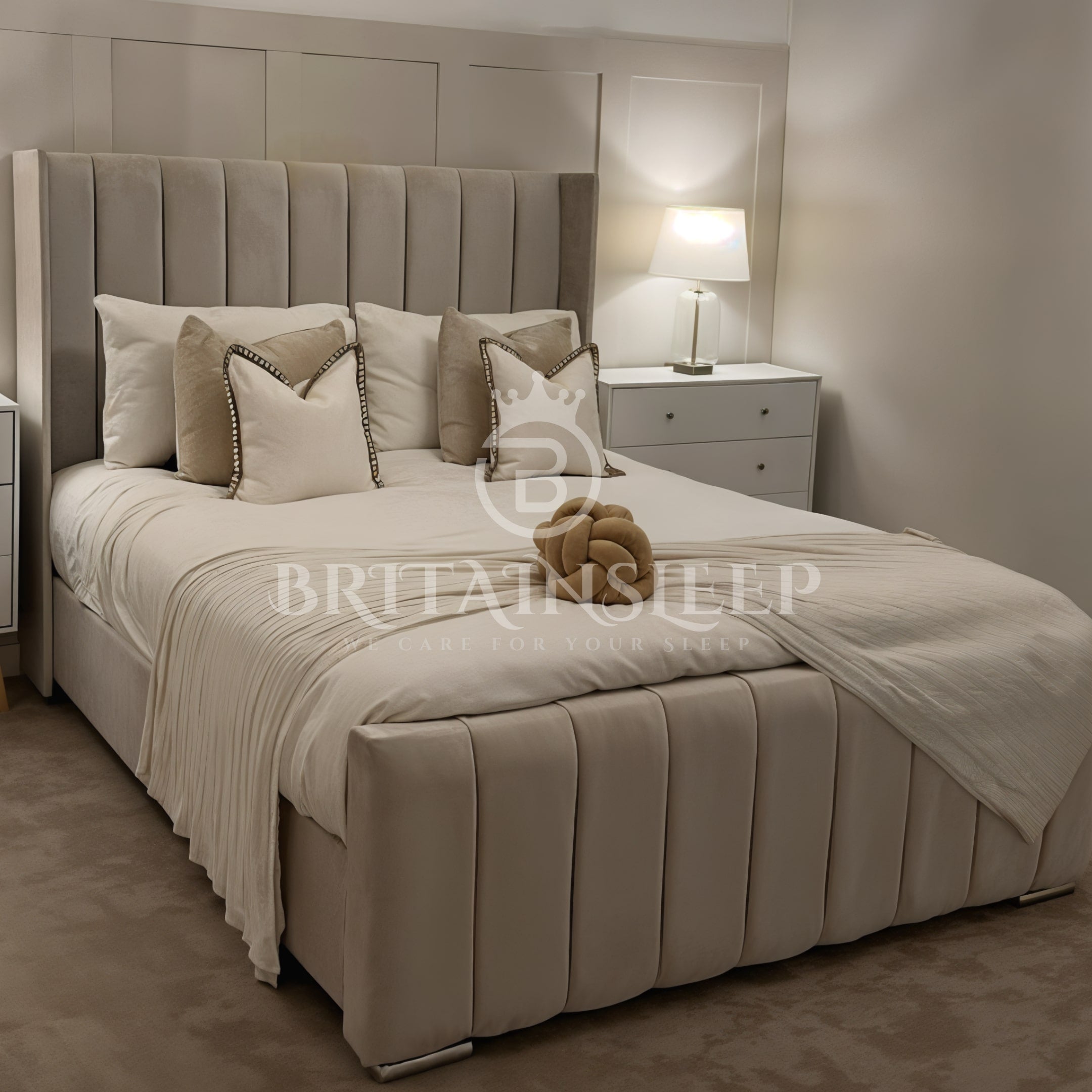 The Milan Wingback Line Ottoman Upholstered Storage Bed Britainsleep