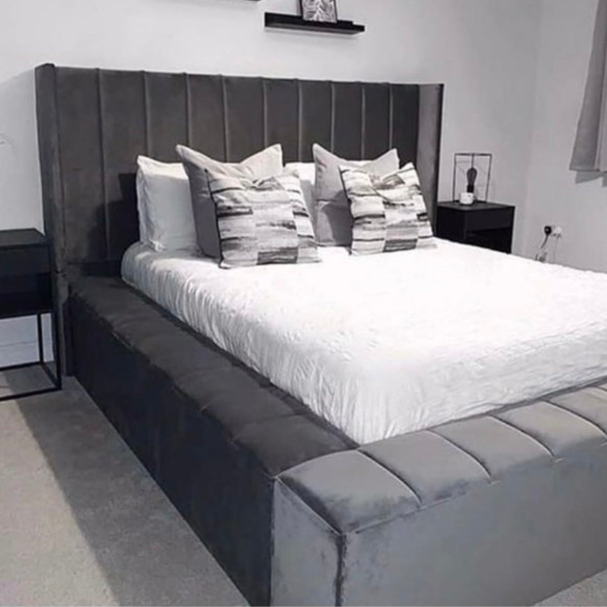 The Ambassador Wingback Lino Upholstered Ottoman Storage Bed Frame Britainsleep